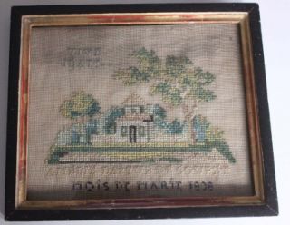 Antique Needlework Sampler Dated 1838 Possibly French or Canadian