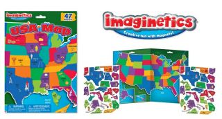 New Imaginetics USA Map 4 States Capitals 47 Magnets