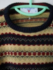 Mans Fair Isle Sweater Pure Wool Ireland Le Tricot Marine XL
