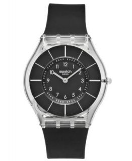 Swatch Watch, Unisex Swiss Chronograph Black Efficiency Black Silicone