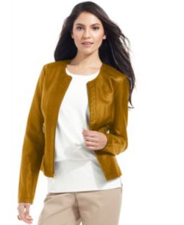 Style&co. Petite Jacket, Faux Leather Zip Front   Womens Petite