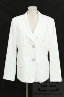 Marina Rinaldi White Cotton Pearl Button Blazer Size 21