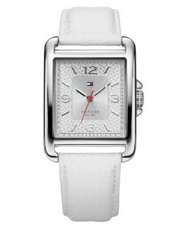 Tommy Hilfiger Watch, Womens White Leather Strap 45x32mm 1781197