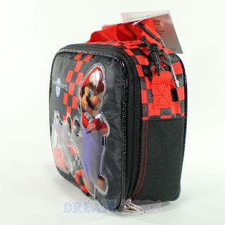 Super Mario Brothers Mario Kart Red Checkered Lunch Bag Box Case Bros