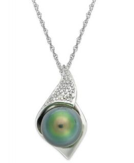 Sterling Silver Necklace, Cultured Tahitian Freshwater Pearl (8 9mm