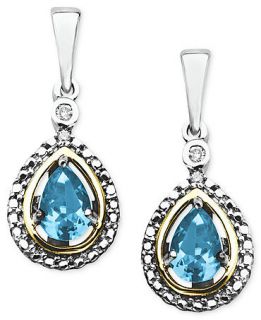 14k Gold and Sterling Silver Earrings, Blue Topaz (1 ct. t.w.) and