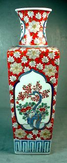 Antique Chinese Guangxu Famille Rose Square Tapering Porcelain Vase
