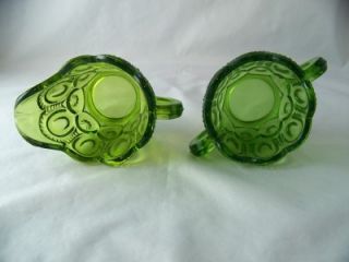 Smith Glass Company Moon and Star Antique Green Cream and Sugar