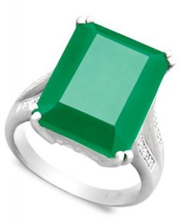 14k Gold and Sterling Silver Ring, Green Agate (3 5/8 ct. t.w.) and