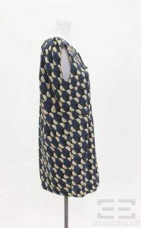Marni Blue Yellow Geometric Print Cotton Dress Size 38 New