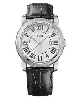 Hugo Boss Watch, Mens Black Crocodile Leather Strap 40mm 1512713