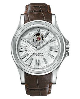 Bulova Accutron Watch, Mens Swiss Automatic Kirkwood Brown Leather