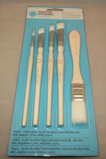 Martha Steward Crafts Basic Brush Set of 5 White Nylon Bristle Paint