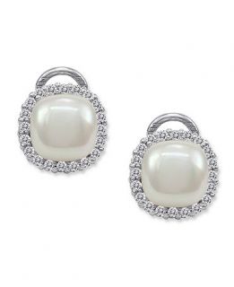 Majorica Pearl Earrings, Sterling Silver Organic Man Made Pearl and