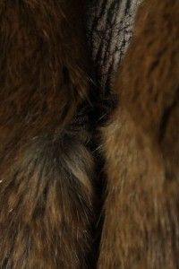 MARSHALL FIELD & CO genuine mink fur lined wool tweed jacket coat L
