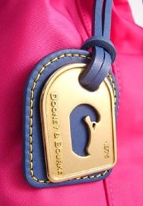 228 Dooney Bourke Nylon Smith Bag w Navy Leather Trim Bright Pink 22