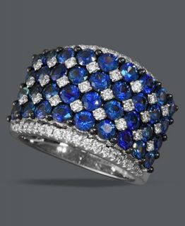 Effy Collection 14k White Gold Ring, Sapphire (4 ct. t.w.) and Diamond