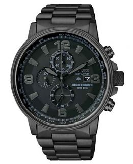 Citizen Watch, Mens Chronograph Eco Drive Nighthawk Black Ion Plated