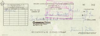 Marvin Miller Signed Autographed Check MLBPA David Hamilton D 2012 HOF