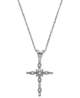14k White Gold Pendant, Diamond Cross (1/6 ct. t.w.)   Necklaces