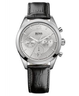Hugo Boss Watch, Mens Black Leather Strap 1512635   All Watches