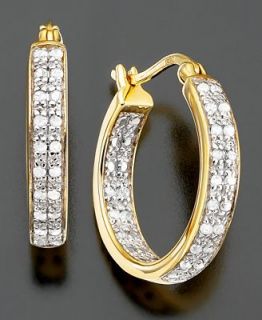 18k Gold Over Sterling Silver Earrings, Diamond Hoops (1/2 ct. t.w.)