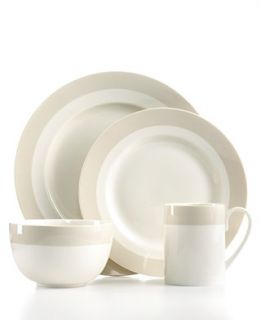 Martha Stewart Collection Dinnerware, Classic Band Grey 4 Piece Place