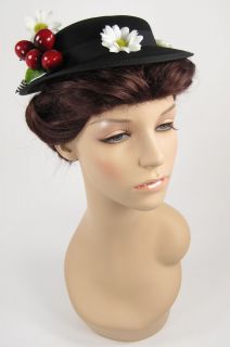 Mary Poppins Victorian Nanny Daisy and Cherries Costume Hat