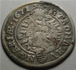 1671 HUNGARY Silver SIX Kreuzers, LEOPOLD The HOGMOUTH Holy Roman