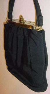 Sweet Vintage Jewel Top Black Faille Purse Edwards Bags