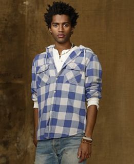 Denim & Supply Ralph Lauren Shirt, Fleece Hooded Plaid Shirt