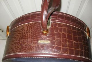 Samsonite Croc Luggage 4120 Hatbox suitcase faux crocodile brown