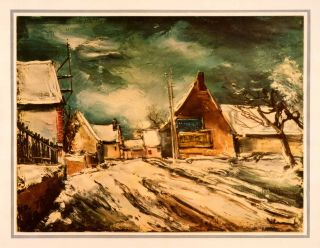 1941 Photolithograph Winter Maurice de Vlaminck Homes Architecture