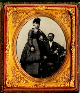 African American Tintype Alden Elegant Couple Sharp Early RARE