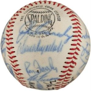 1966 NL Champs Dodgers Team 27 Signed ONL Baseball Sandy Koufax Don