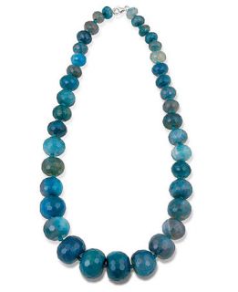 Avalonia Road Sterling Silver Necklace, Teal Fire Agate Graduated
