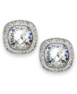 Swarovski Earrings, Silver Tone Crystal Circle Stud   Fashion Jewelry