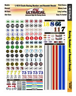 MG3200 1 43 Scale Ultracal High Def Decals Racing Number Roundels