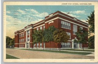 Old Postcard Junior High School Hastings Nebraska NE