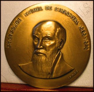 1980 Michel de lHospital, médaille commémorative en bronze; 50mm