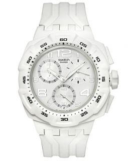 Swatch Watch, Unisex Swiss Chronograph Mister Pure White Silicone