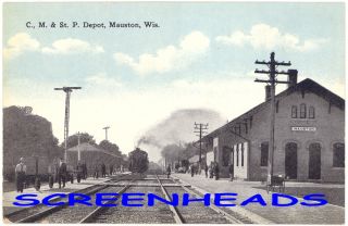 C1907 Railroad Depot Mauston Wisconsin Postcard