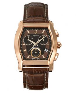 Bulova Accutron Watch, Mens Swiss Chronograph Stratford Brown Croc