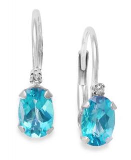 14k White Gold Earrings, Blue Topaz (1 1/10 ct. t.w.) and Diamond