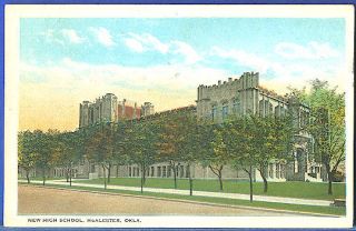 McAlester Oklahoma OK 1922 New High School Vintage Postcard