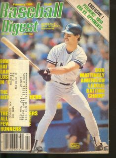 1985 Baseball Digest Don Mattingly New York Yankees