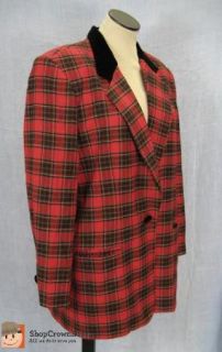 Womens J. McLaughlin for Sanyo Red Tartan Plaid Suit Jacket Blazer