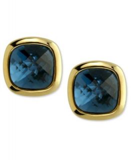 Tahari Earrings, 14k Gold Plated Essentials Montana Blue Crystal