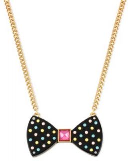 Betsey Johnson Necklace, Gold Tone Polka Dot Bow Multi Chain Frontal