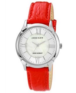 Anne Klein Watch, Womens Red Crinkled Patent Leather Strap 36mm 10